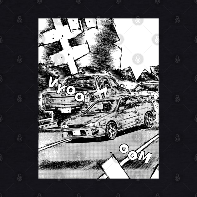 JDM Japanese Drift Racer Drifting Car Anime Manga Eurobeat Intensifies Aesthetic #11 by Neon Bang Bang